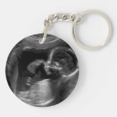 Pink Bow Girl Mom Ribbon Cute Baby Shower キーホルダー (裏面)