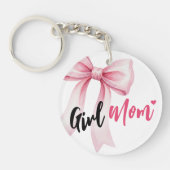 Pink Bow Girl Mom Ribbon Cute Baby Shower キーホルダー (正面)