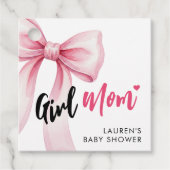 Pink Bow Girl Mom Ribbon Cute Baby Shower フェイバータグ (正面)