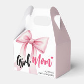 Pink Bow Girl Mom Ribbon Cute Baby Shower フェイバーボックス (正面サイド)