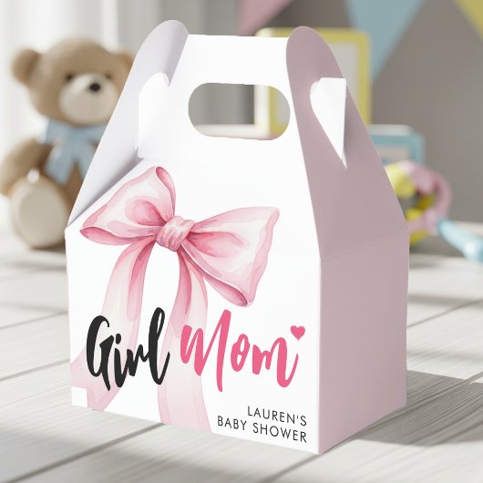 Pink Bow Girl Mom Ribbon Cute Baby Shower フェイバーボックス