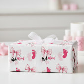 Pink Bow Girl Mom Ribbon Cute Baby Shower ラッピングペーパー