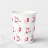Pink Bow Girl Mom Ribbon Cute Baby Shower 紙コップ (正面)