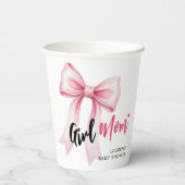 Pink Bow Girl Mom Ribbon Cute Baby Shower 紙コップ (裏面)