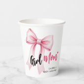 Pink Bow Girl Mom Ribbon Cute Baby Shower 紙コップ (正面)