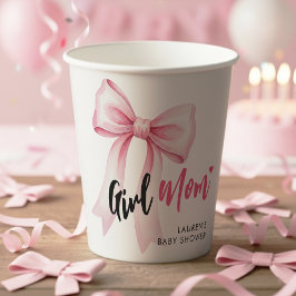 Pink Bow Girl Mom Ribbon Cute Baby Shower 紙コップ