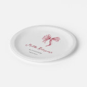 Pink Bow Girl Quinceanera Birthday ペーパープレート (アングル)