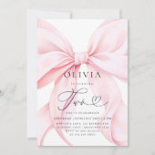 Pink Bow Girl Second Birthday  招待状 (正面)