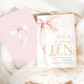Pink Bow Girls 10th Birthday  招待状