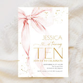 Pink Bow Girls 10th Birthday  招待状