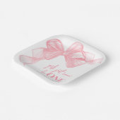 Pink Bow Girls 1st Birthday ペーパープレート (傾斜あり)