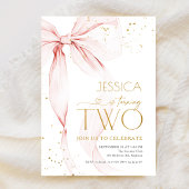 Pink Bow Girls 2nd Birthday  招待状