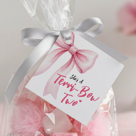 Pink Bow Girls 2nd Birthday Party Terrible Two フェイバータグ