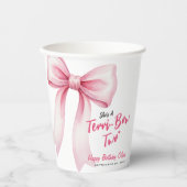 Pink Bow Girls 2nd Birthday Party Terrible Two 紙コップ (正面)