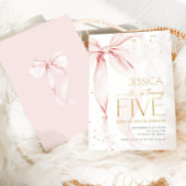 Pink Bow Girls 5th Birthday  招待状