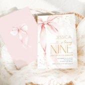 Pink Bow Girls 9th Birthday 招待状