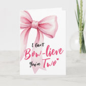 Pink Bow Girls Happy 2nd Birthday Terrible Two カード (正面)