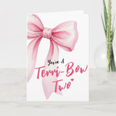 Pink Bow Girls Happy 2nd Birthday Terrible Two カード (正面)