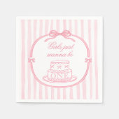 Pink Bow Girls Just Wanna be One スタンダードカクテルナプキン (正面)