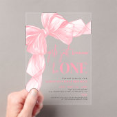 Pink Bow Girls Just Wanna Be ONE 1st Birthday アクリル招待状 (インサイチュ (ポータブル))