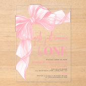 Pink Bow Girls Just Wanna Be ONE 1st Birthday アクリル招待状 (正面)