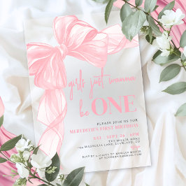 Pink Bow Girls Just Wanna Be ONE 1st Birthday アクリル招待状