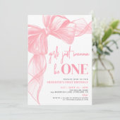 Pink Bow Girls Just Wanna Be ONE 1st Birthday 招待状 (スタンド正面)