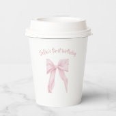 Pink Bow Girls Just Wanna be ONE First Birthday 紙コップ (裏面)