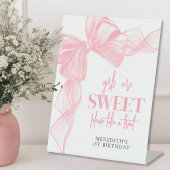 Pink Bow Girls Sweets Bar Sign 台座サイン