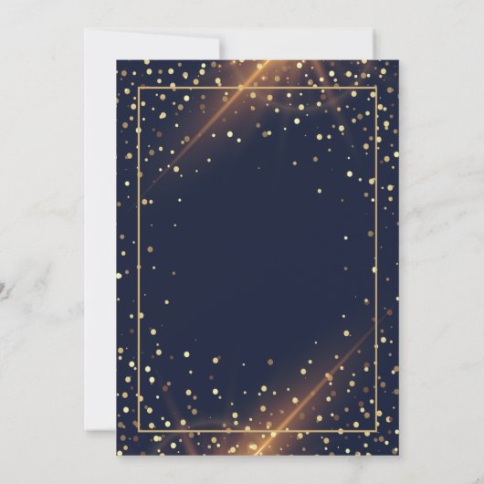 Pink Bow Glitter Grad Cap,Drips Navy Blue   招待状 (裏面)