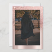 Pink Bow Grad Cap Rose Gold Glitter Graduation 招待状 (裏面)