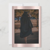 Pink Bow Grad Cap Rose Gold Your Photo Graduation 招待状 (裏面)