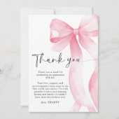 Pink Bow Graduation サンキューカード (正面)