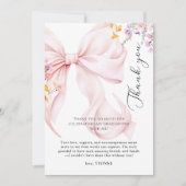 Pink Bow Graduation サンキューカード (正面)