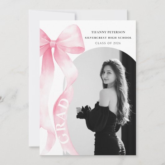 Pink Bow Graduation 案内状 (正面)