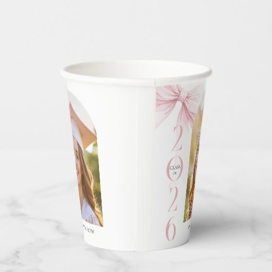 Pink Bow Graduation 紙コップ (右)