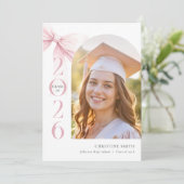Pink Bow Graduation Announcement 案内状 (スタンド正面)