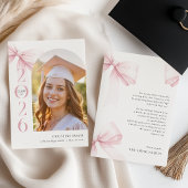 Pink Bow Graduation Announcement 案内状