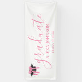 Pink Bow Graduation Cap Class Of 2026 Banner 横断幕 (縦)