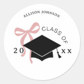 Pink Bow Graduation Envelope Seal ラウンドシール (正面)