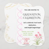 Pink Bow Graduation Invitation 招待状 (正面/裏面)