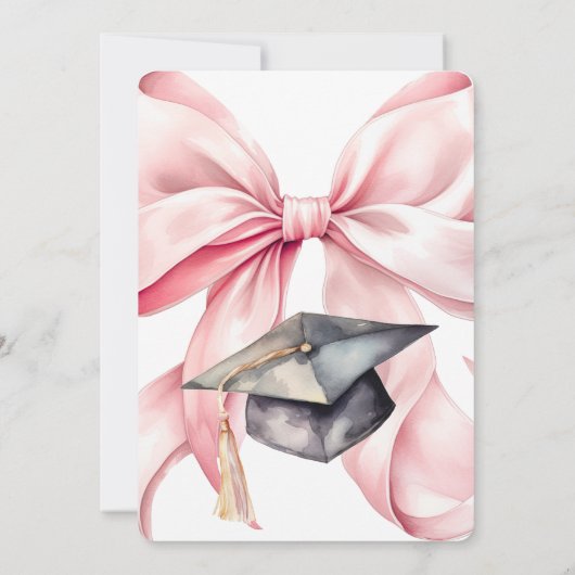 Pink Bow Graduation Invitation She Did it 招待状 (裏面)