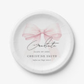 Pink Bow Graduation Paper Plates ペーパープレート (正面)