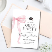 Pink Bow Graduation Party Coquette Modern Graduate 招待状