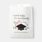 Pink Bow Graduation Party Favor フェイバーバッグ (正面)