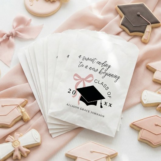 Pink Bow Graduation Party Favor フェイバーバッグ