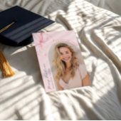 Pink Bow Graduation Photo Invitation 招待状