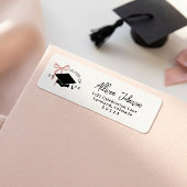 Pink Bow Graduation Return Address ラベル
