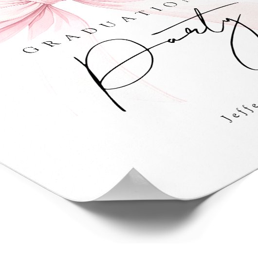 Pink Bow Graduation Sign Poster ポスター (角)