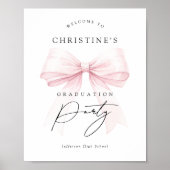 Pink Bow Graduation Sign Poster ポスター (正面)
